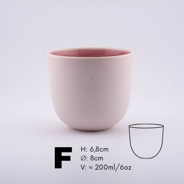 Handmade Porcelain Coffee Cup | MK Studio | Mat pink with glossy pink inside