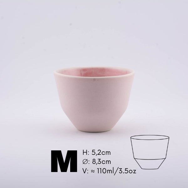 Handmade Porcelain Coffee Cup | MK Studio | Mat pink with glossy pink inside