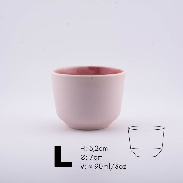 Handmade Porcelain Coffee Cup | MK Studio | Mat pink with glossy pink inside
