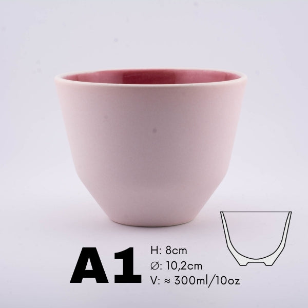 Handmade Porcelain Coffee Cup | MK Studio | Mat pink with glossy pink inside