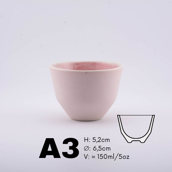 Handmade Porcelain Coffee Cup | MK Studio | Mat pink with glossy pink inside