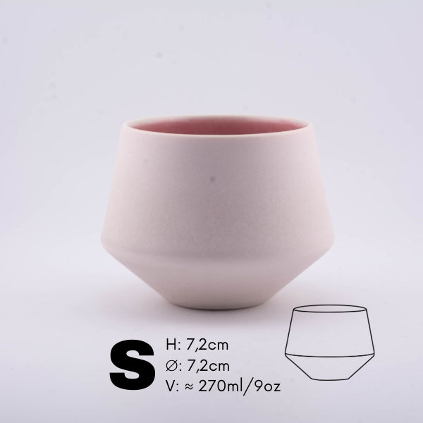 Handmade Porcelain Coffee Cup | MK Studio | Mat pink with glossy pink inside