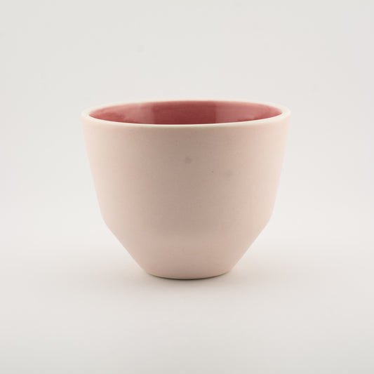 Handmade Porcelain Coffee Cup | MK Studio | Mat pink with glossy pink inside