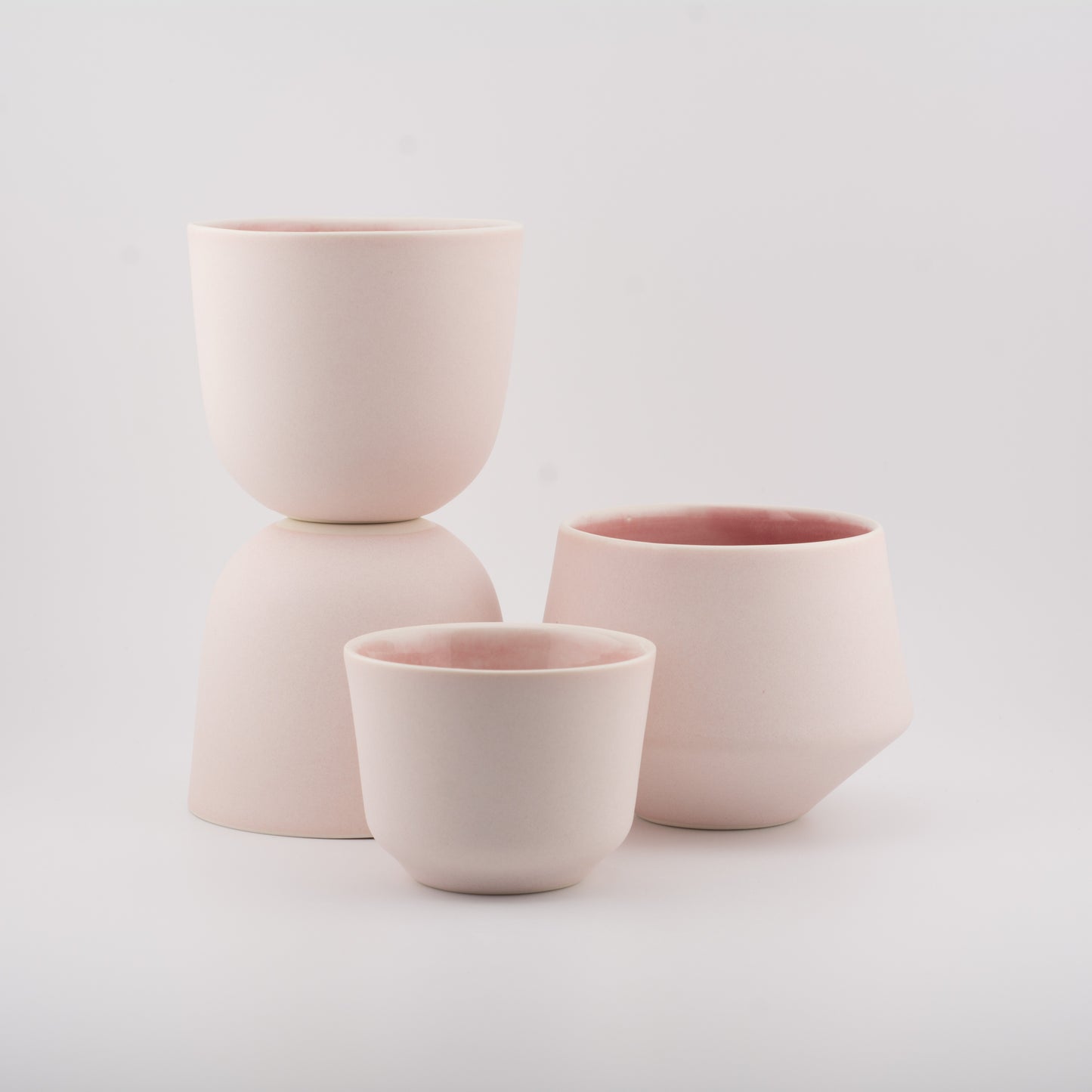 Handmade Porcelain Coffee Cup | MK Studio | Mat pink with glossy pink inside