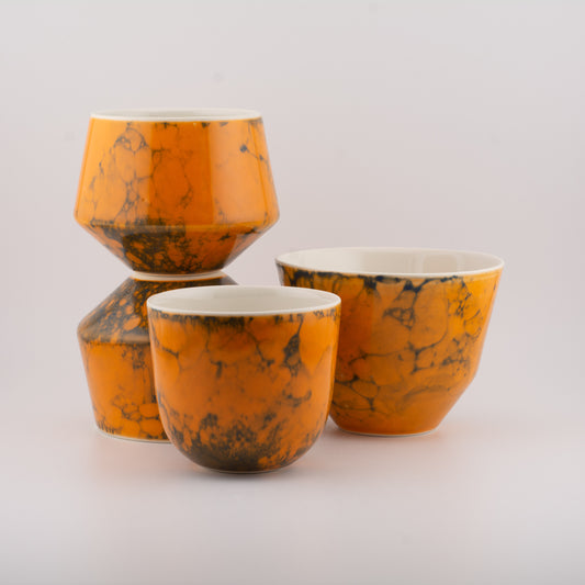 Handmade Porcelain Coffee Cup | MK Studio | Bubble orange