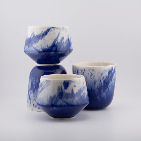 Handmade Porcelain Coffee Cup | MK Studio | Purple splash