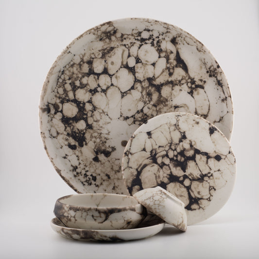 Handmade Porcelain Plates and Bowls | MK Studio | Bubble brown