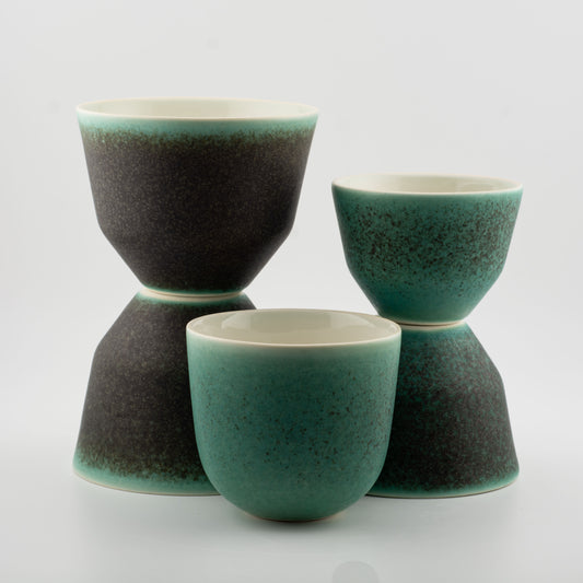 Handmade Porcelain Coffee Cup | MK Studio | Turquoise spot