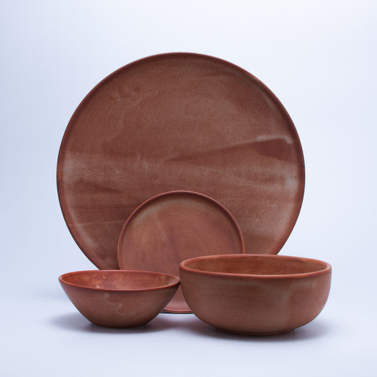 Handmade Porcelain Plates and Bowls | MK Studio | Brown brick
