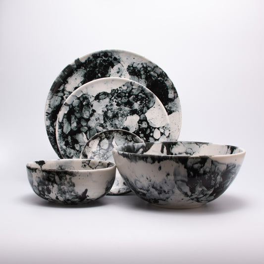 Handmade Porcelain Plates and Bowls | MK Studio | Bubble black
