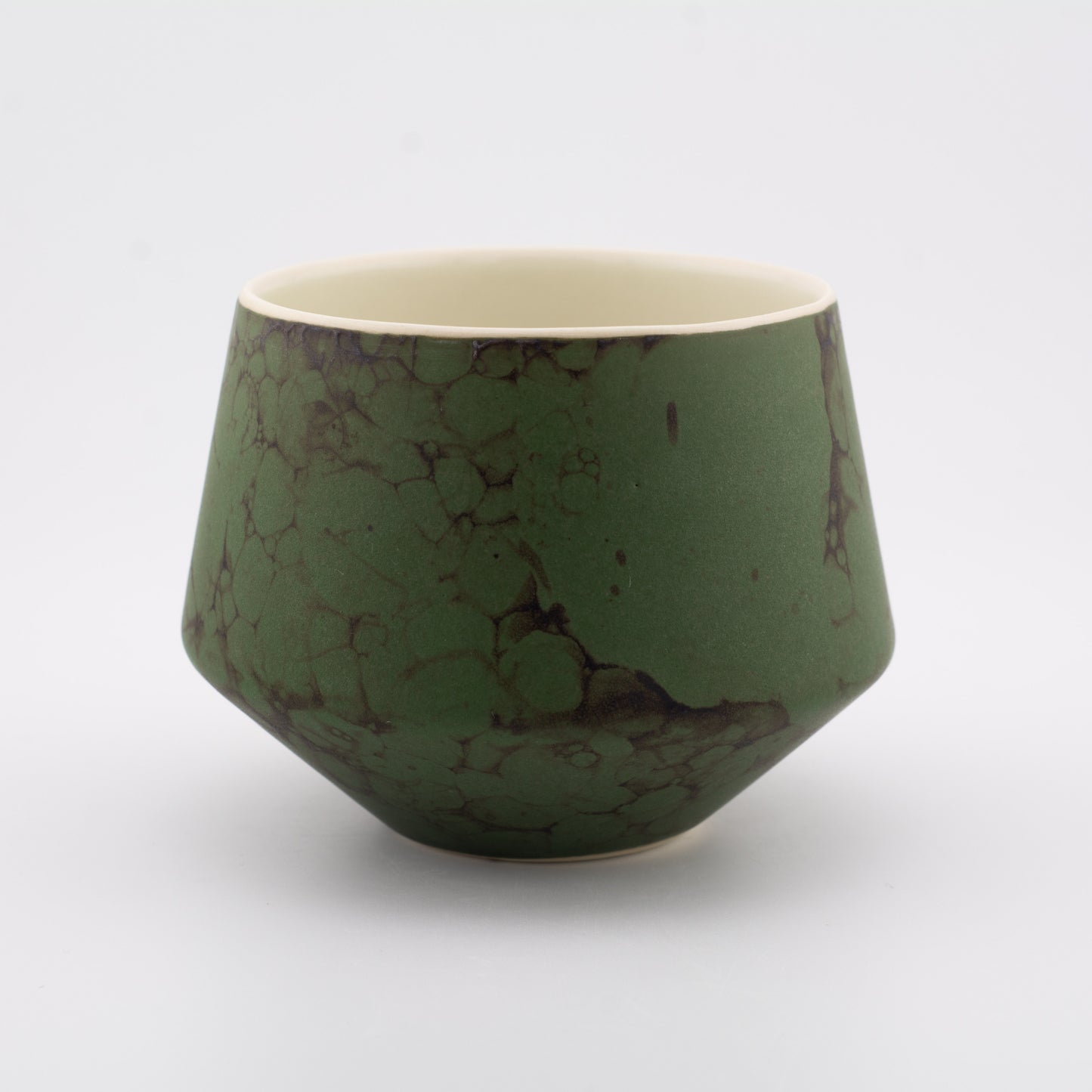 Handmade Porcelain Coffee Cup | MK Studio | Brown on green