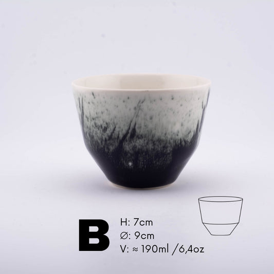 Handmade Porcelain Coffee Cup | MK Studio | Black splash
