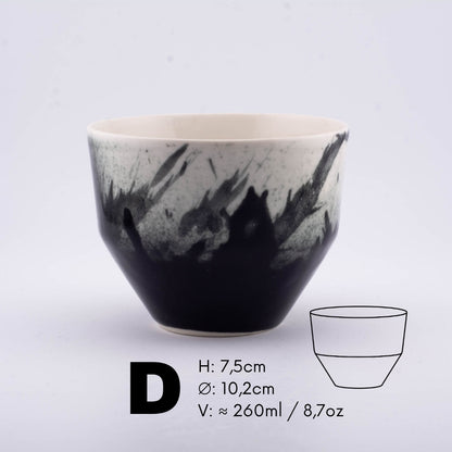 Handmade Porcelain Coffee Cup | MK Studio | Black splash