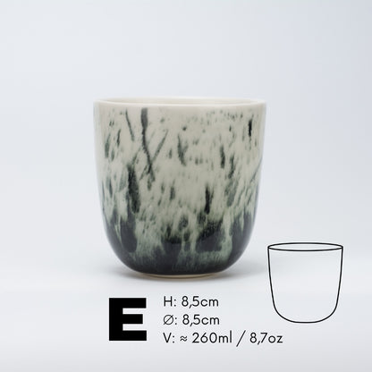 Handmade Porcelain Coffee Cup | MK Studio | Black splash