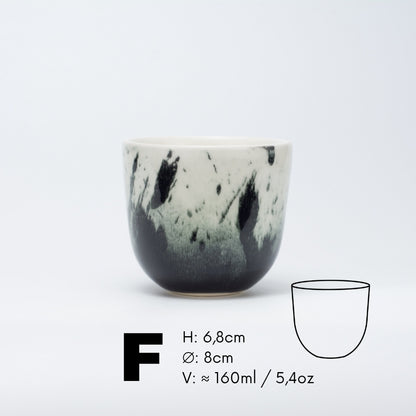 Handmade Porcelain Coffee Cup | MK Studio | Black splash