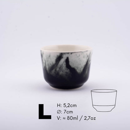 Handmade Porcelain Coffee Cup | MK Studio | Black splash