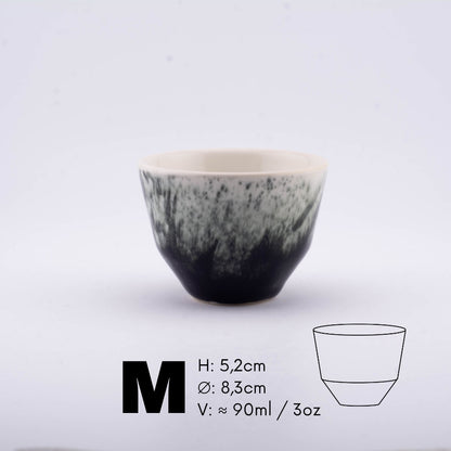 Handmade Porcelain Coffee Cup | MK Studio | Black splash