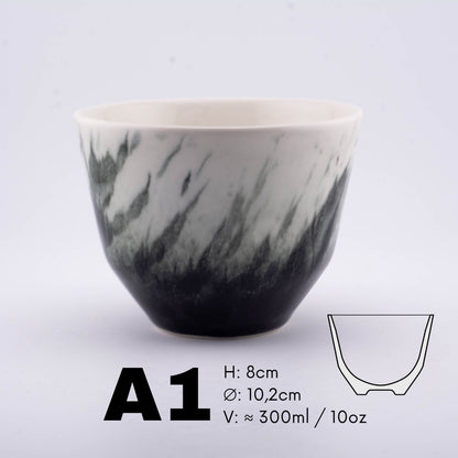 Handmade Porcelain Coffee Cup | MK Studio | Black splash