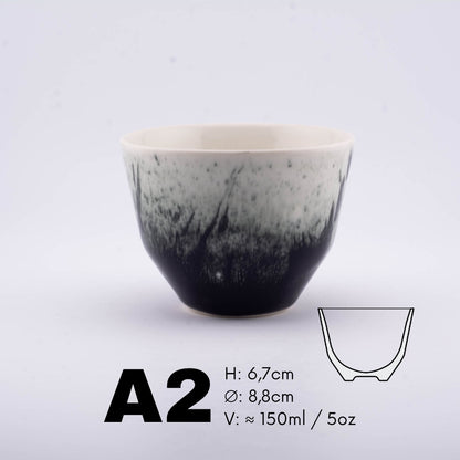 Handmade Porcelain Coffee Cup | MK Studio | Black splash