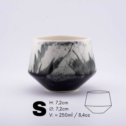 Handmade Porcelain Coffee Cup | MK Studio | Black splash