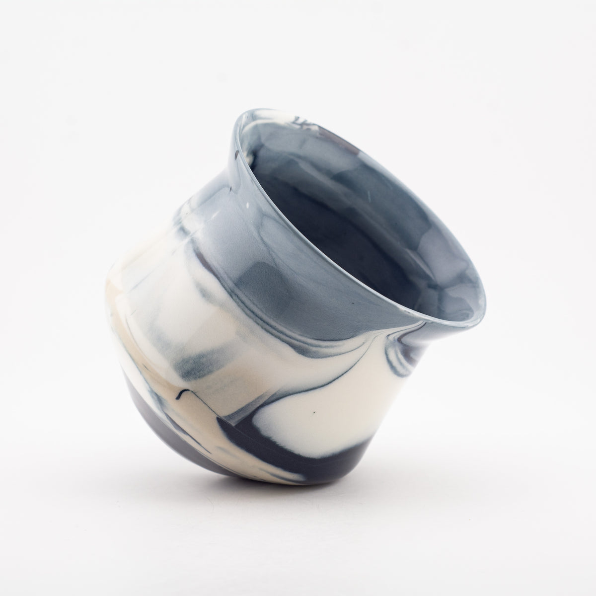8194  RIDGE - Handmade Porcelain Tasting Cup - Glossy outside