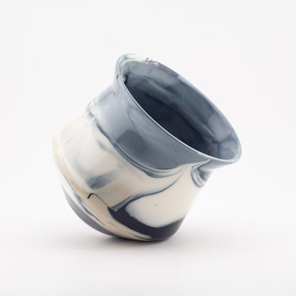 8194  RIDGE - Handmade Porcelain Tasting Cup - Glossy outside