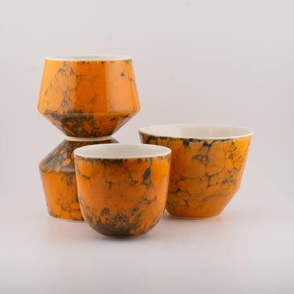 Håndlavet porcelæn kaffekop | MK Studio | Boble orange