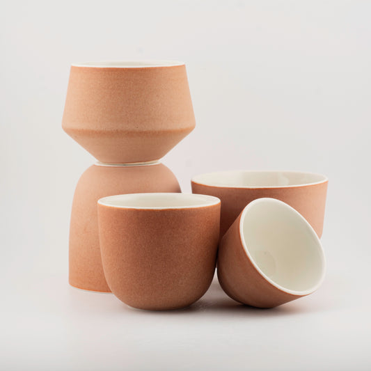 Handmade Porcelain Coffee Cup | MK Studio | Brown brick