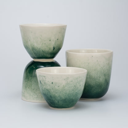 Handmade Porcelain Coffee Cup | MK Studio | Green spots