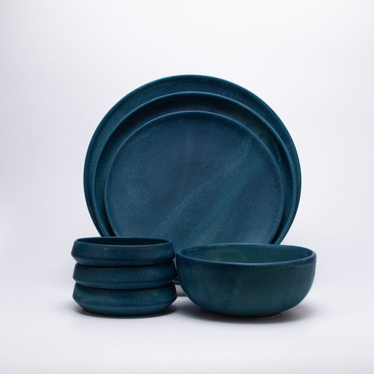 Space blue plates and bowls