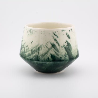 Handmade Porcelain Coffee Cup | MK Studio | Green splash
