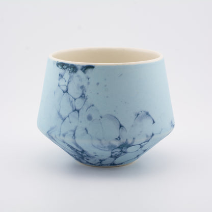 Handmade Porcelain Coffee Cup | MK Studio | Double blue bubble