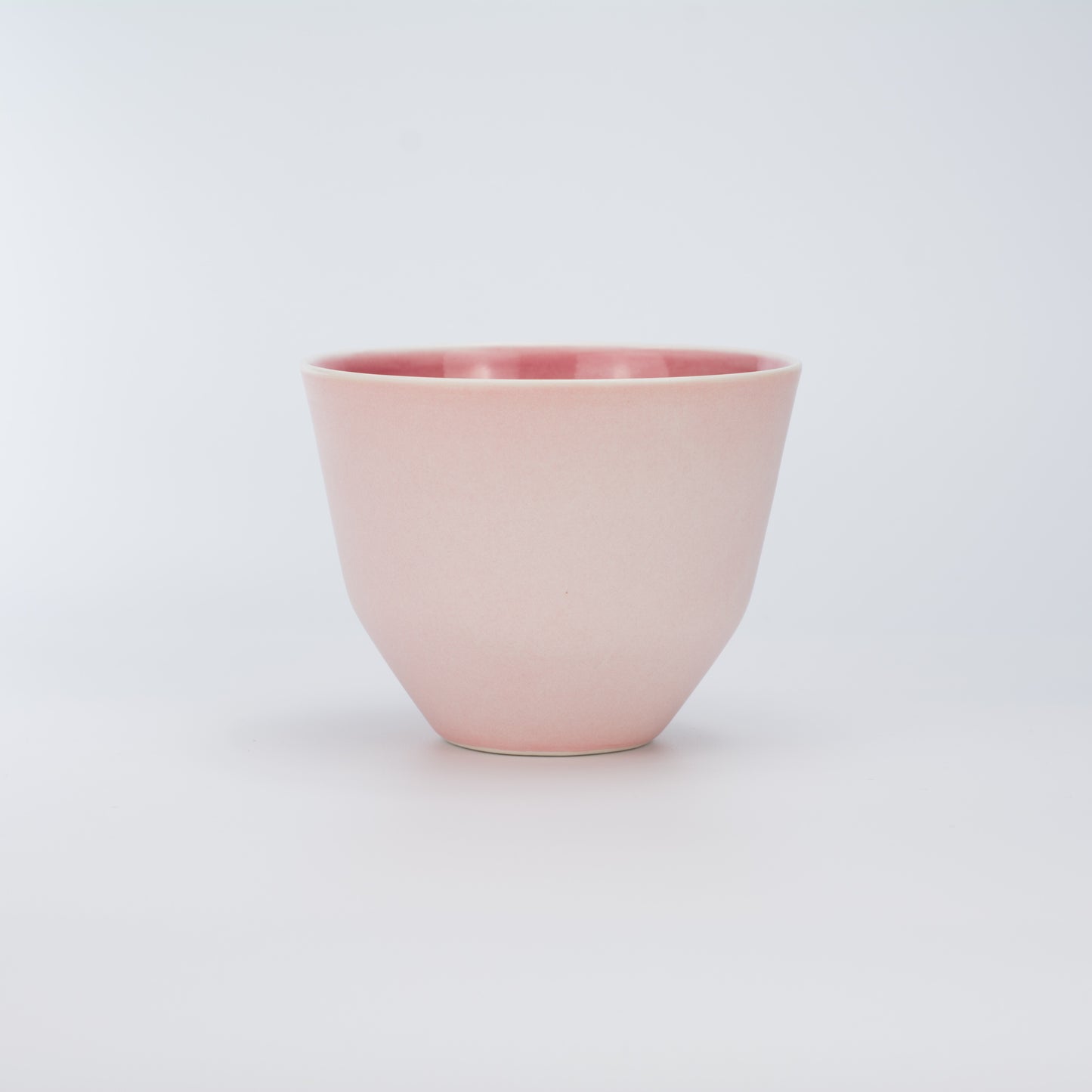Handmade Porcelain Coffee Cup | MK Studio | Mat pink with glossy pink inside