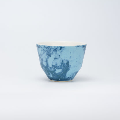 Handmade Porcelain Coffee Cup | MK Studio | Double blue bubble