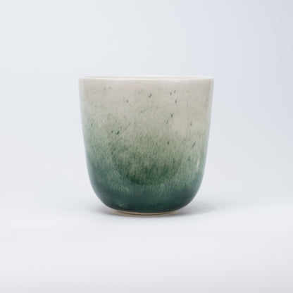 Handmade Porcelain Coffee Cup | MK Studio | Green spots
