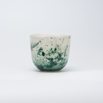 Handmade Porcelain Coffee Cup | MK Studio | Green splash