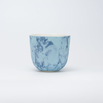 Handmade Porcelain Coffee Cup | MK Studio | Double blue bubble
