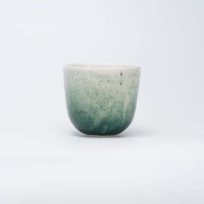 Handmade Porcelain Coffee Cup | MK Studio | Green spots