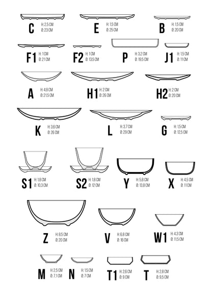 Håndlavede tallerkener og skåle i porcelæn | MK Studio | Sort stænk